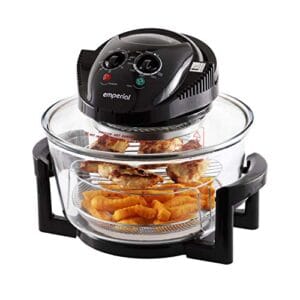 Emperial Premium Black 17L Halogen Convection Oven Cooker Air Fryer 1400W Includes Accessories Pack, Timer & Extender Ring