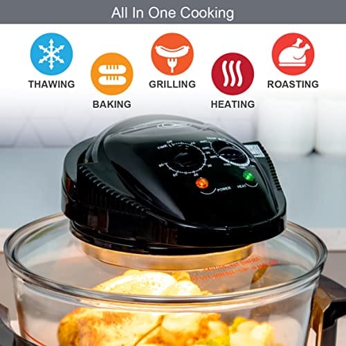 Quest 43850 Multi-Function Halogen Oven / Healthy Air Fryer / 17L Capacity with 5L Extender Ring / 60 Minute Timer / Self-Cleaning Function / 125-250°C Temperature Control Quest 43850 Multi-Function Halogen Oven / Healthy Air Fryer / 17L Capacity with 5L Extender Ring / 60 Minute Timer / Self-Cleaning Function / 125-250°C Temperature Control - Image 4