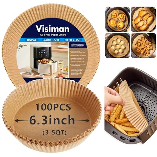 Air Fryer Disposable Paper Liners,100PCS Round Non-stick Paper,Oil-proof, Water-proof, Food Grade Baking Paper, Oven, Microwave, Frying Pan,Tin Foil Barbecue Tray,FIt for 3 4 5 6 7 8QT Air Fryer Disposable Paper Liners,100PCS Round Non-stick Paper,Oil-proof, Water-proof, Food Grade Baking Paper, Oven, Microwave, Frying Pan,Tin Foil Barbecue Tray,FIt for 3 4 5 6 7 8QT