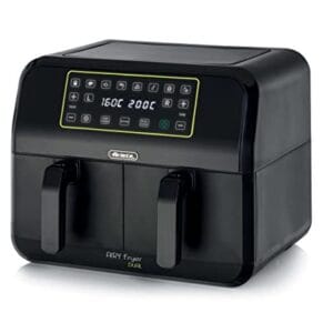 Ariete 4623 Airy Fryer Dual Air Fryer with Double Basket, 1700 W, Capacity 8 L, 3 Cooking Functions, Digital LED Touch Panel, 8 Preset Programmes, Timer, 2 Baskets, Black