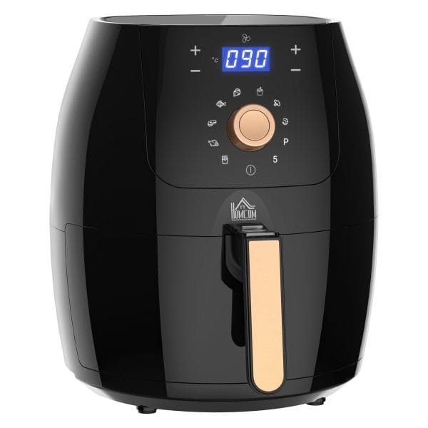 HOMCOM Air Fryer Deluxe: Digital 1700W 5.5L Rapid Air Circulation, Adjustable Temp, 60 Min Timer, Oil-Free Cooking, Black Aosom UK
