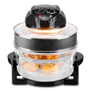 Innoteck Kitchen Pro Halogen Air Fryer 12L to 17L Glass Bowl with Extender Ring, Airfryer Oven with Adjustable Temperature 60-Min Timer and Accessories for Roasting, Grilling & Baking