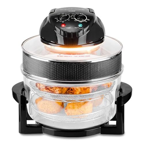 Innoteck Kitchen Pro Halogen Air Fryer Innoteck Kitchen Pro Halogen Air Fryer 12L to 17L Glass Bowl with Extender Ring, Airfryer Oven with Adjustable Temperature 60-Min Timer and Accessories for Roasting, Grilling & Baking