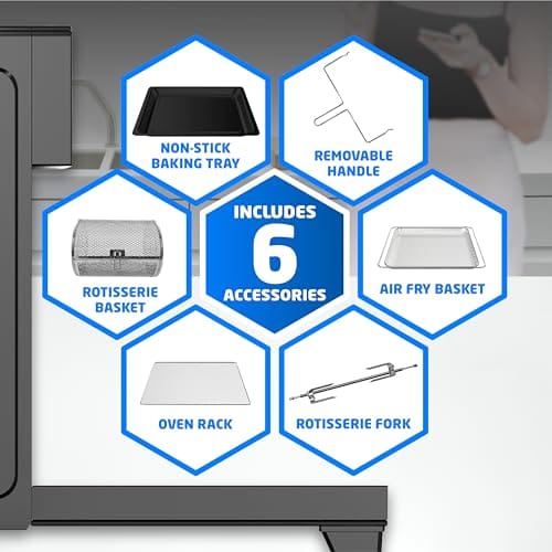 Bridge Pro 30 Litre Air Fryer Oven 1800W with Rotisserie Accessory Set - Extra Large Air Fryer for Family, 20 in 1 Dual Cook, Smart Dial, 360° Hot Air Circulation, Time & Temp Control, Fast Cooking Bridge Pro 30 Litre Air Fryer Oven 1800W with Rotisserie Accessory Set - Extra Large Air Fryer for Family, 20 in 1 Dual Cook, Smart Dial, 360° Hot Air Circulation, Time & Temp Control, Fast Cooking