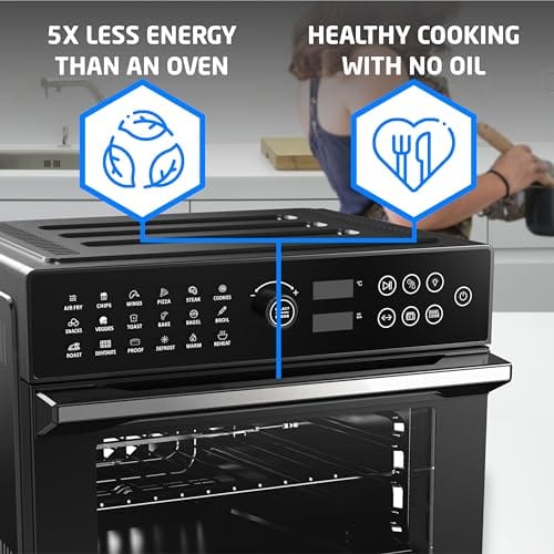 Bridge Pro 30 Litre Air Fryer Oven 1800W with Rotisserie Accessory Set - Extra Large Air Fryer for Family, 20 in 1 Dual Cook, Smart Dial, 360° Hot Air Circulation, Time & Temp Control, Fast Cooking Bridge Pro 30 Litre Air Fryer Oven 1800W with Rotisserie Accessory Set - Extra Large Air Fryer for Family, 20 in 1 Dual Cook, Smart Dial, 360° Hot Air Circulation, Time & Temp Control, Fast Cooking