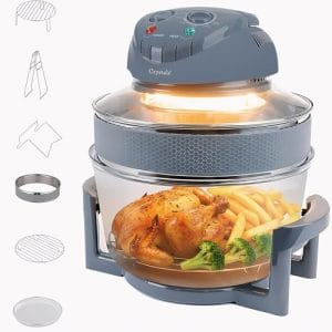 Crystals 17L/1400W Air Fryer, Halogen Oven Fryer Oil-free Meals With Our Manual Air Fryer, Includes Accessories Pack, 60 Minute Timer & Extender Ring, For Baking, Roasting, Grilling Variety Of Dishes