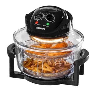 Daewoo 17L Halogen Air Fryer Oven with Extender Ring, 2025 Model – Large Family Capacity, Self-Cleaning, Adjustable Temp & Timer, Includes Racks, Mesh Baskets, Tongs & Accessories
