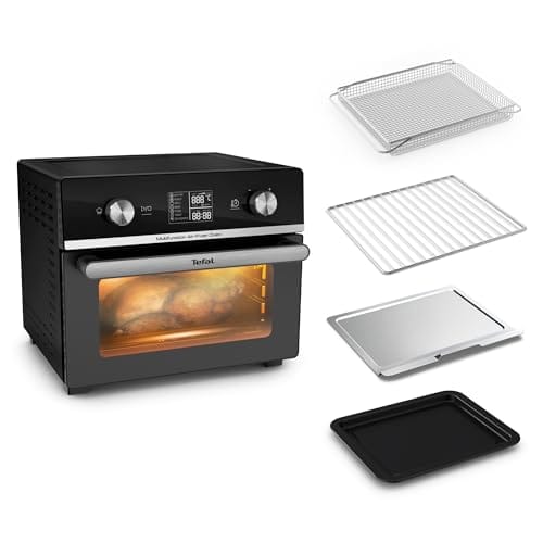 Tefal Easy Fry Air Fryer Oven, 20L Capacity 10in1 Functions, Air Fry, Roast, Pizza, Bake, Grill, Toast, Dehydrate, Monitor-Free Cooking, Healthy, Delicious, Crispy, Easy to Use, Black, FW605840