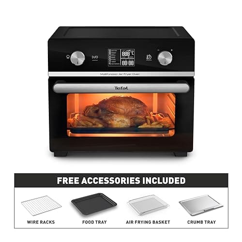 Tefal Easy Fry Air Fryer Oven, 20L Capacity 10in1 Functions, Air Fry, Roast, Pizza, Bake, Grill, Toast, Dehydrate, Monitor-Free Cooking, Healthy, Delicious, Crispy, Easy to Use, Black, FW605840